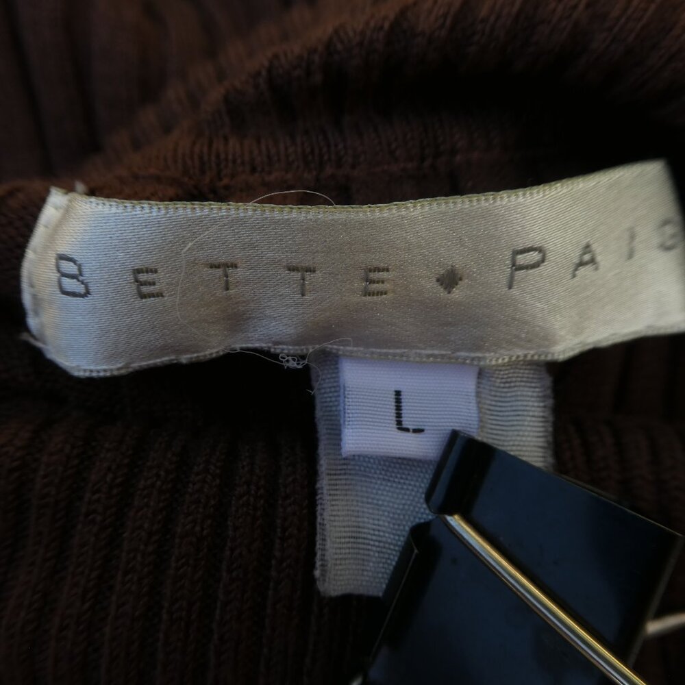 Vintage Bette Paige Brown Ribbed Knit Pullover Sweater Turtleneck Half Sleeves L - Picture 8 of 8